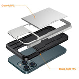 iPhone 15 Pro Hybrid Tough Case w. Card Holder - Silver