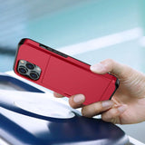 iPhone 15 Pro Max Hybrid Tough Case w. Card Holder - Red