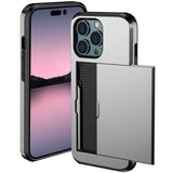 iPhone 15 Pro Max Hybrid Tough Case w. Card Holder - Grey