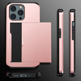 iPhone 15 Pro Max Hybrid Tough Case w. Card Holder - Rose Gold