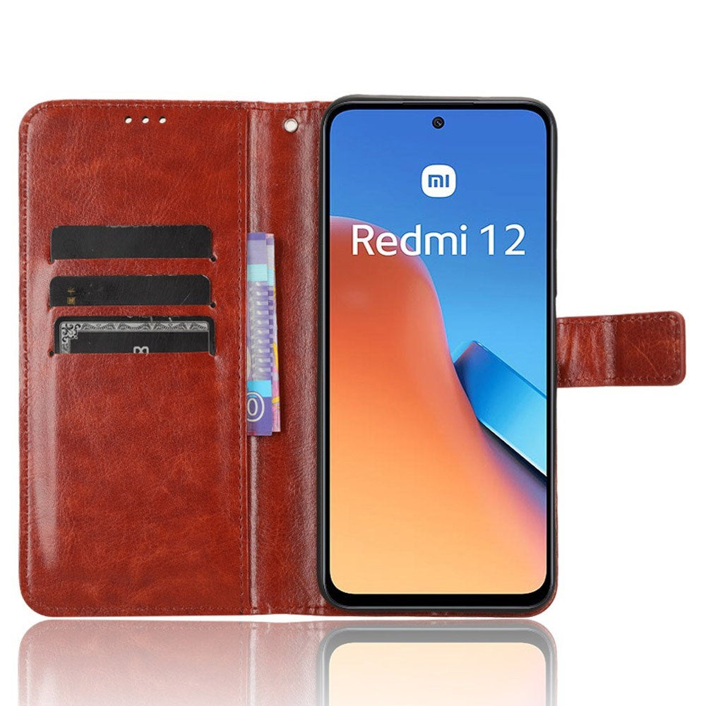 EIDERWOOD Xiaomi Redmi 12 (4G) / 12 (5G) / Poco M6 Pro (5G) Leather Flip Case w. Stand & Wallet - Brown