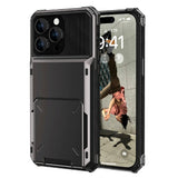 iPhone 15 Hybrid Plastic Tough Case with Card Holder - Grey