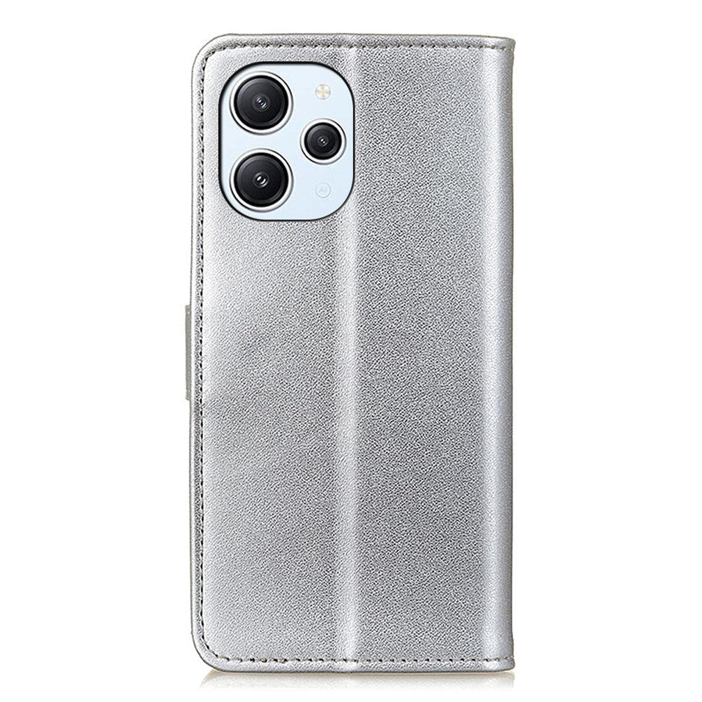 Xiaomi Redmi 12 (4G) / 12 (5G) / Poco M6 Pro (5G) Leather Wallet Case & Kickstand - Silver