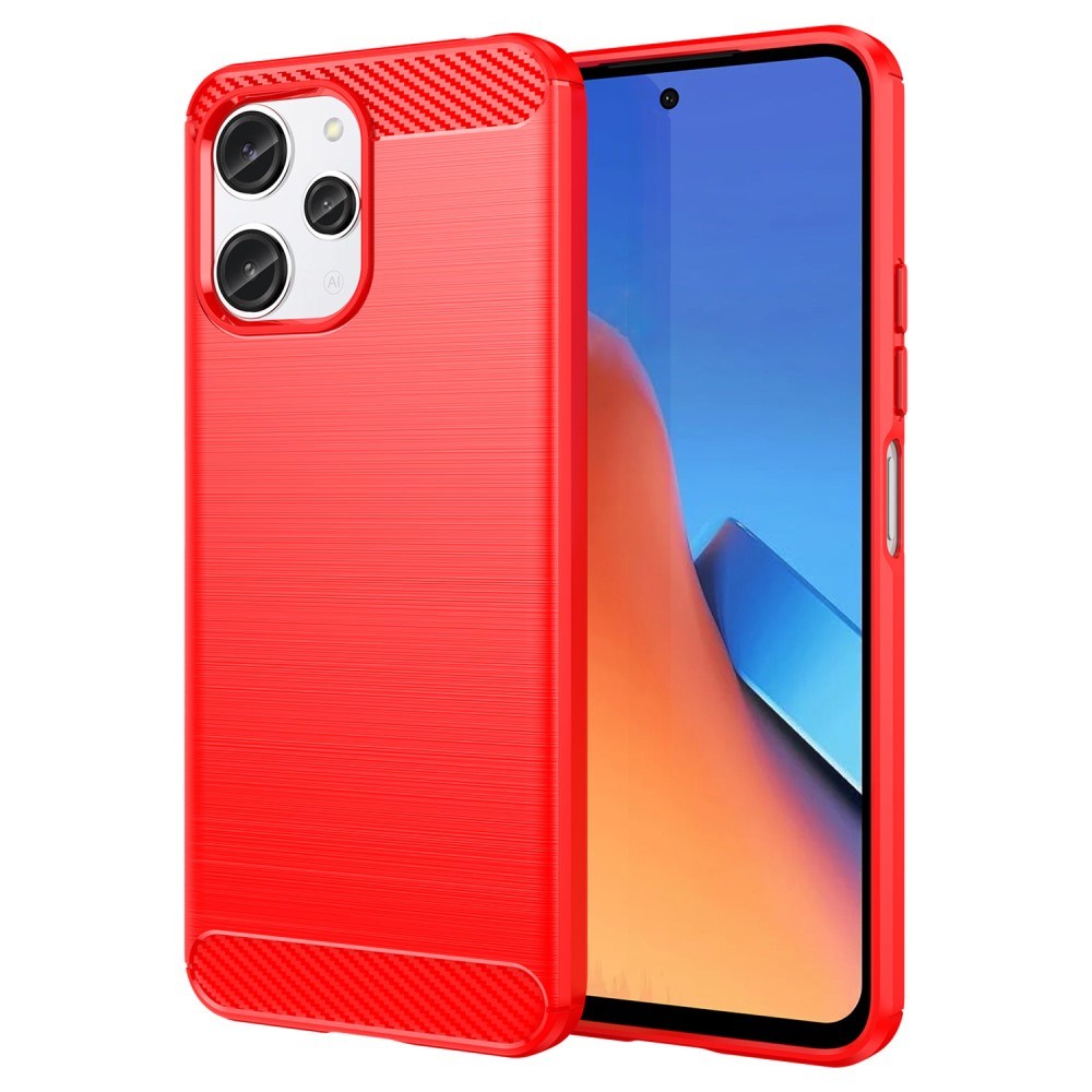 Xiaomi Redmi 12 (4G) / 12 (5G) / Poco M6 Pro (5G) Brushed Carbon Fiber Flexible Plastic Case - Red