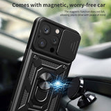 iPhone 15 Pro Tough Case w. Magnetic Kickstand & Cam Slider - Black