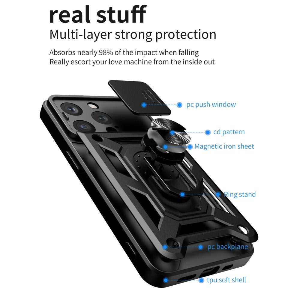 iPhone 15 Pro Max Tough Case w. Magnetic Kickstand & Cam Slider - Dark Blue