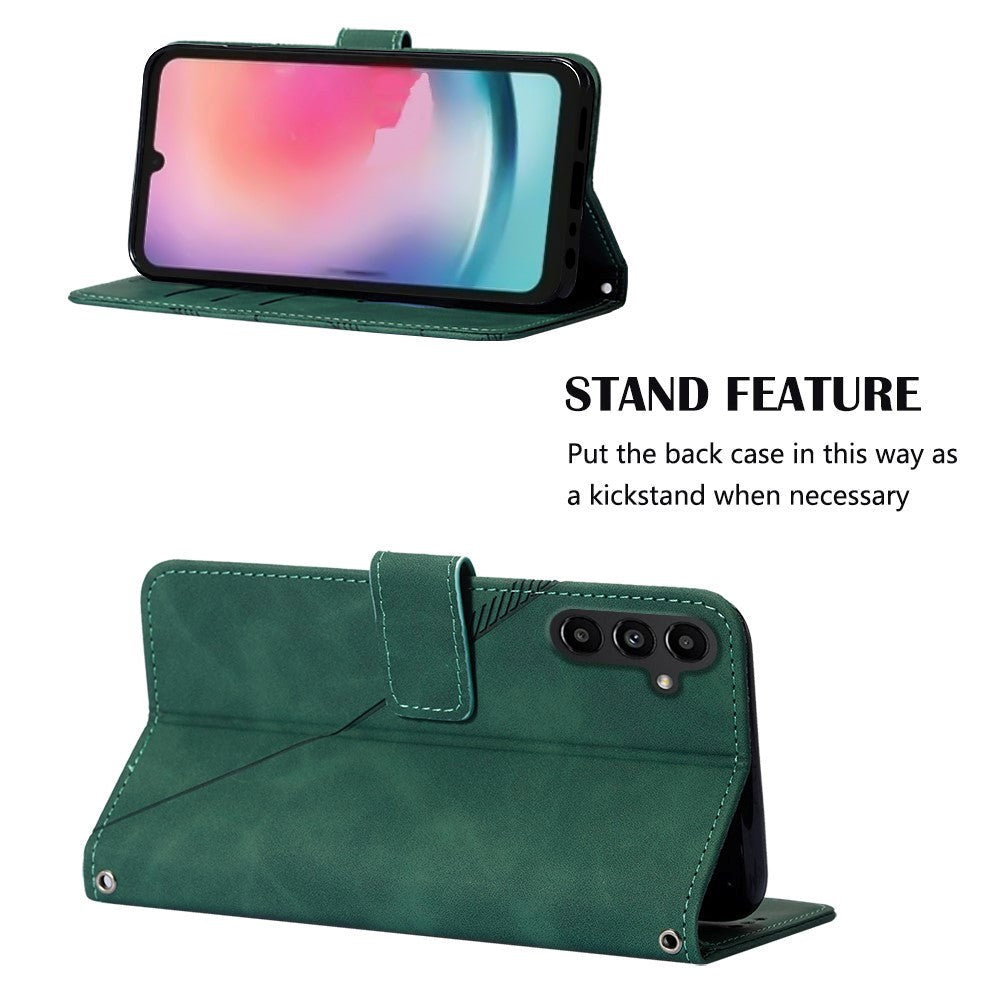 Samsung Galaxy S23 FE Leather Flip Cover with Wallet and Shoulder Strap - Green