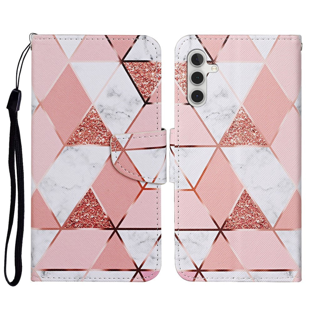 Samsung Galaxy S23 FE Artificial Leather Flip Case with Strap & Purse - Marble Pattern