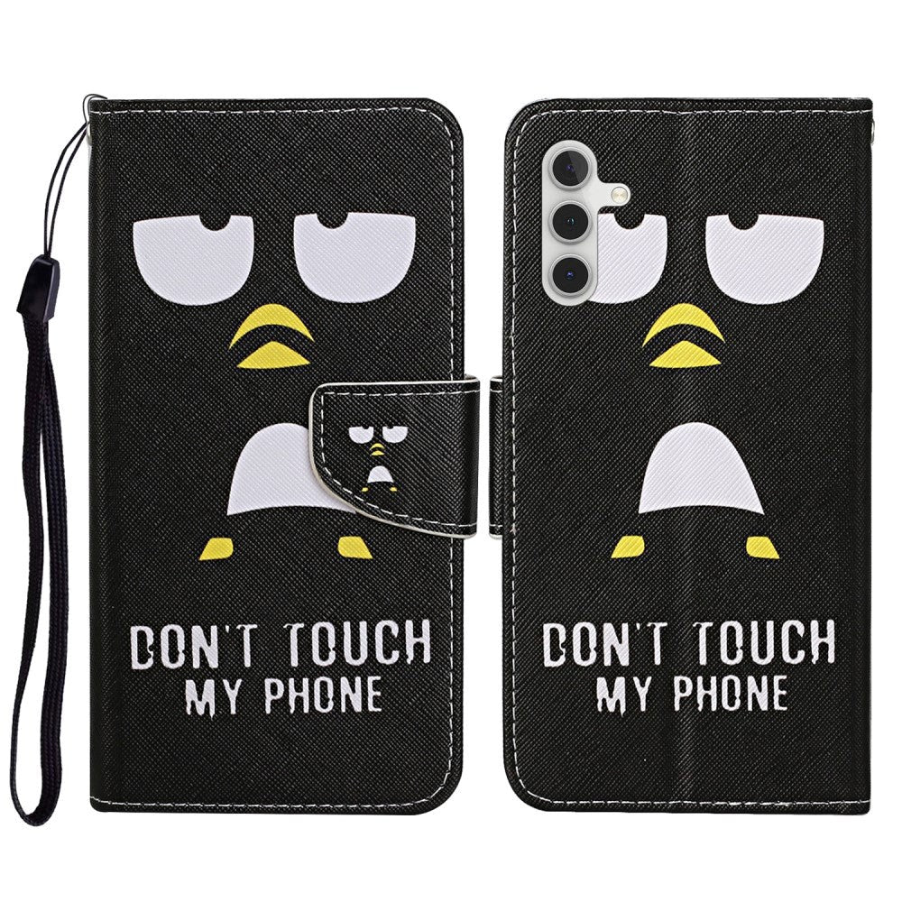 Samsung Galaxy S23 FE Artificial Leather Flip Case with Strap & Wallet - "Don't Touch My Phone"