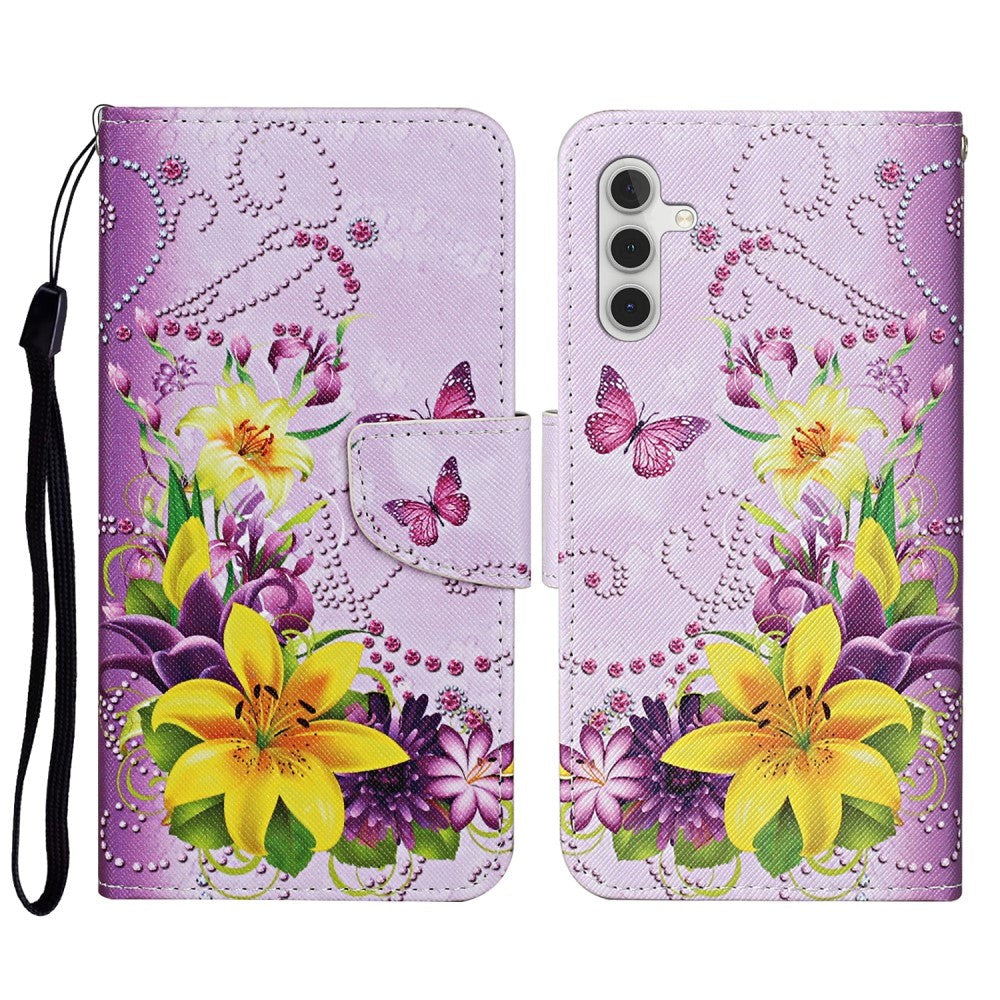 Samsung Galaxy S23 FE Artificial Leather Flip Case with Strap & Purse - Flowers