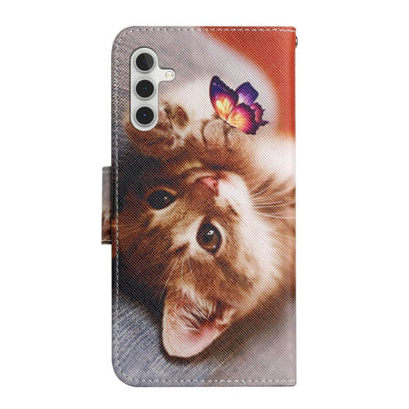 Samsung Galaxy S23 FE Artificial Leather Flip Case with Strap & Wallet - Cat and Butterfly