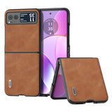 Motorola Razr 40 Leather Covered Plastic Case - Brown