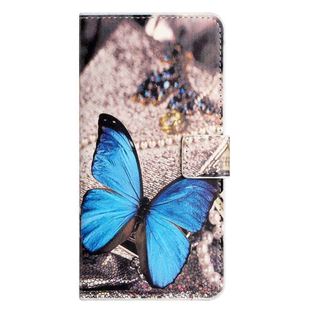 Samsung Galaxy A25 (5G) Leather Case w. Wallet & Stand Function - Blue Butterfly