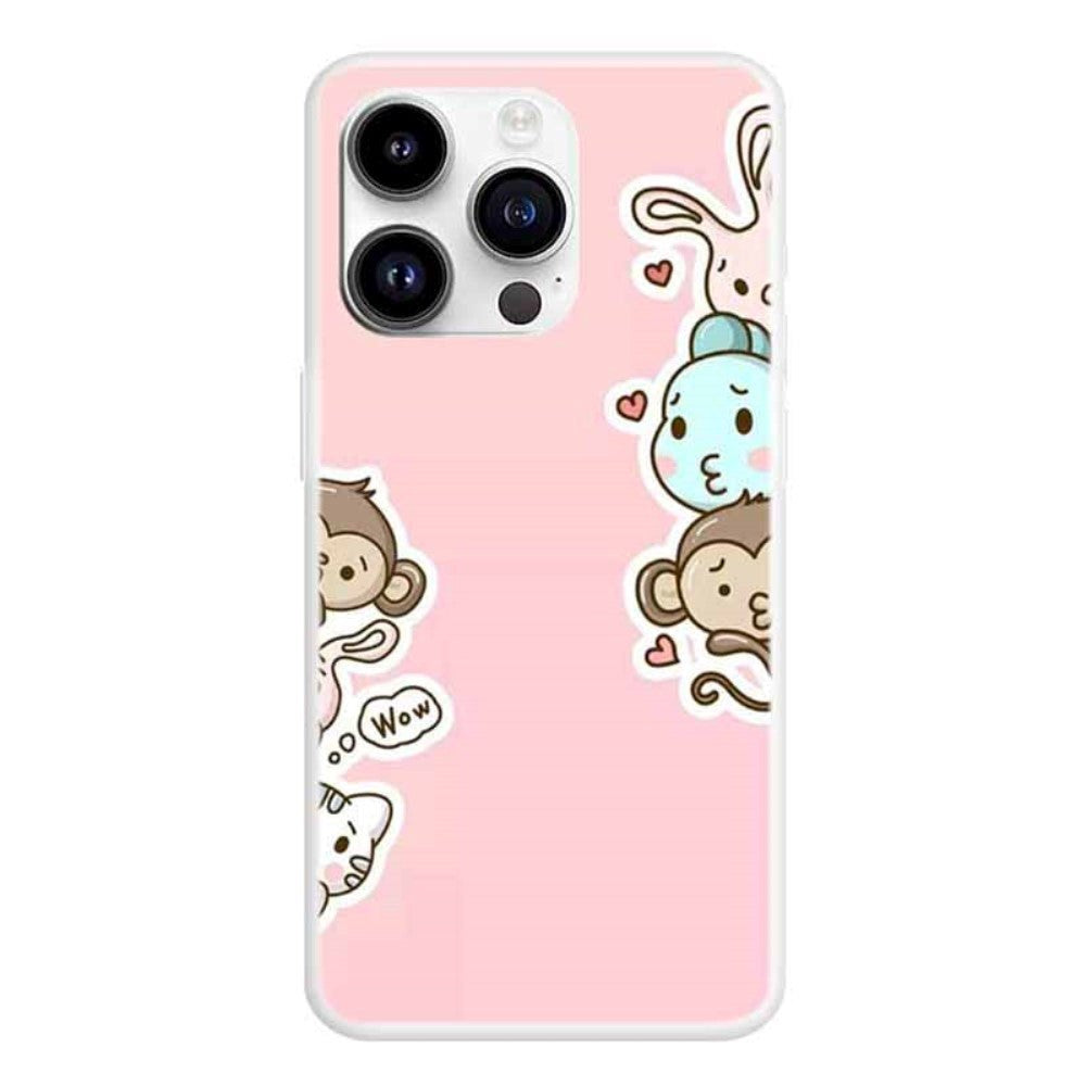 iPhone 15 Pro Flexible Plastic Case with Print - Cute Figures