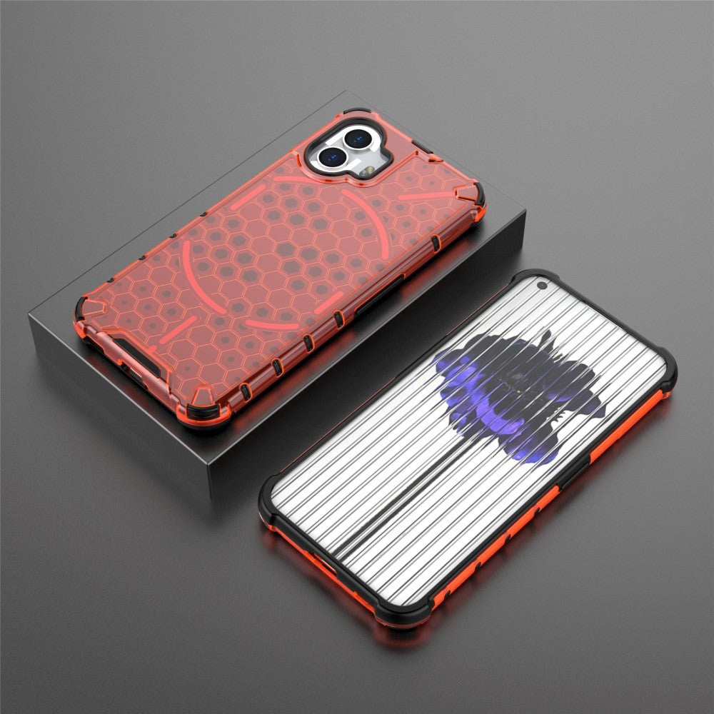 Nothing Phone (2) Honeycomb Pattern Hybrid Case - Red