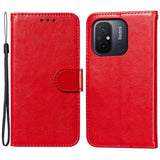 Xiaomi Redmi 12C Leather Case with Wallet and Strap - Red