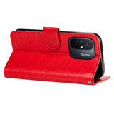 Xiaomi Redmi 12C Leather Case with Wallet and Strap - Red