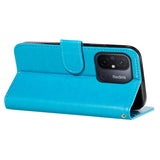 Xiaomi Redmi 12C Leather Case with Wallet and Strap - Blue