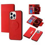 iPhone 15 Pro 2-i-1 PU Leather Flip Case w. Wallet & Magnetic Lock - Red