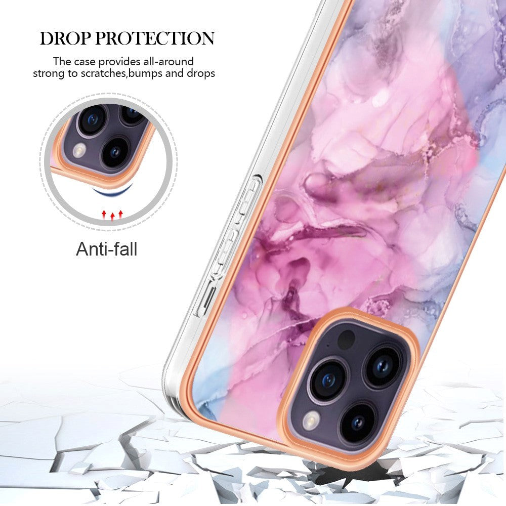 iPhone 15 Pro Hybrid Plastic Case - Rose Marble