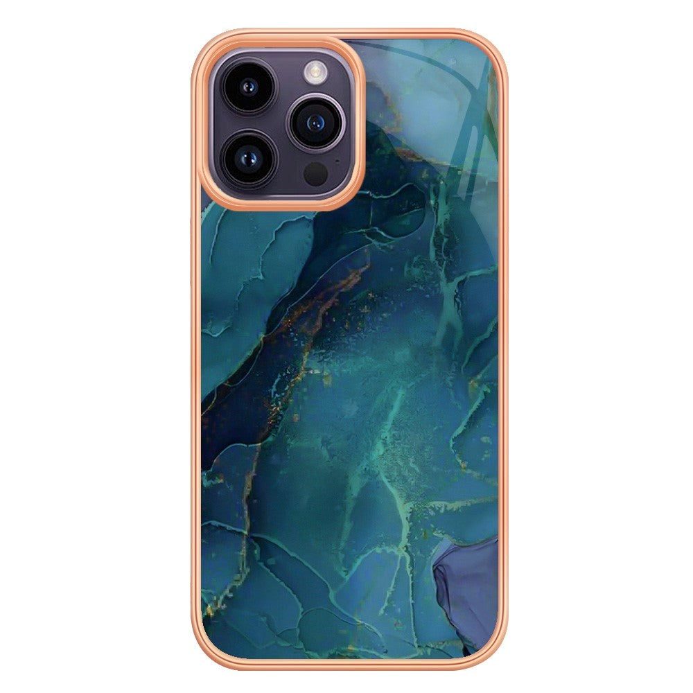 iPhone 15 Pro Hybrid Plastic Case - Green Marble