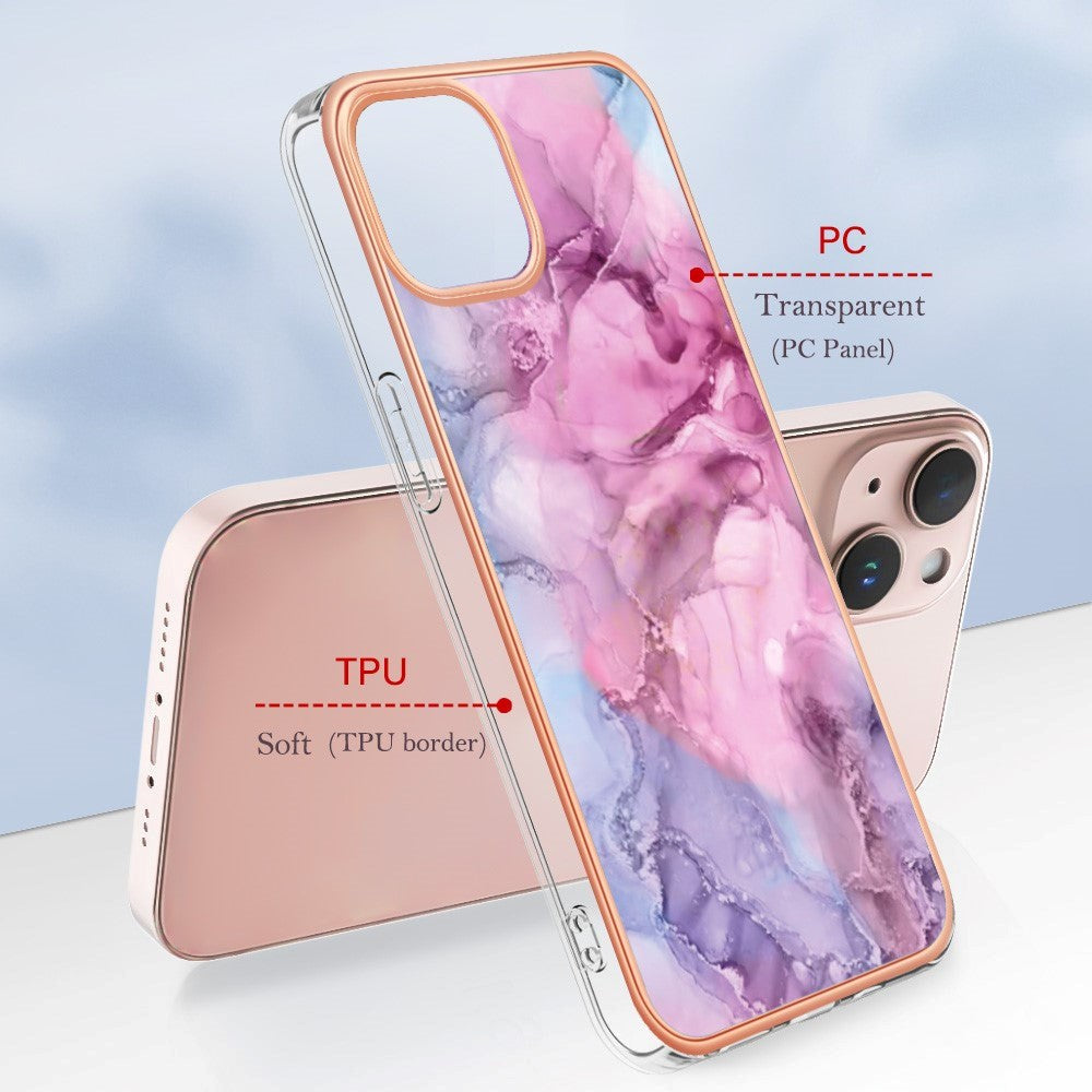 iPhone 15 Plus Hybrid Plastic Case - Purple / Pink Marble