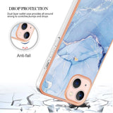 iPhone 15 Plus Hybrid Plastic Case - Light Blue Marble