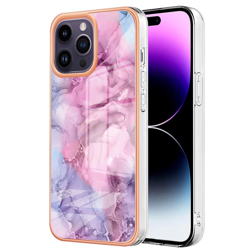 iPhone 15 Pro Max Hybrid Plastic Case - Purple / Pink Marble