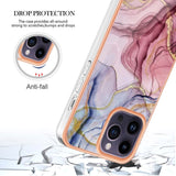 iPhone 15 Pro Max Hybrid Plastic Case - Rose / Purple Marble