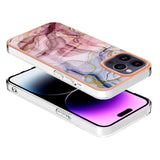 iPhone 15 Pro Max Hybrid Plastic Case - Rose / Purple Marble