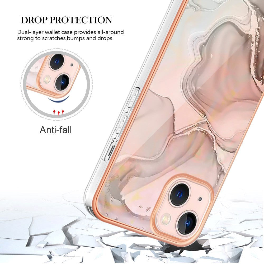 iPhone 15 Hybrid Plastic Case - Pink Marble