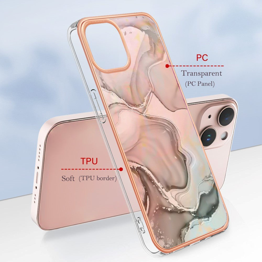 iPhone 15 Hybrid Plastic Case - Pink Marble