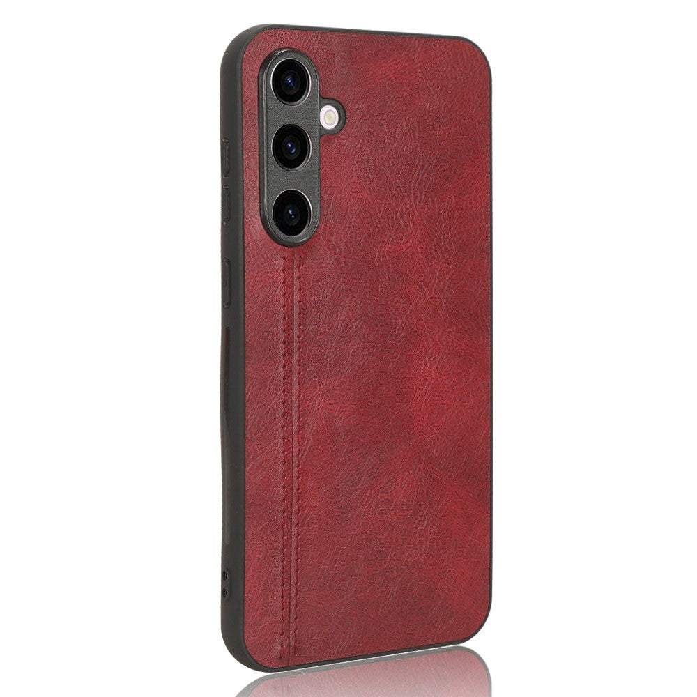 Samsung Galaxy S23 FE Leather Coated Plastic Case - Red