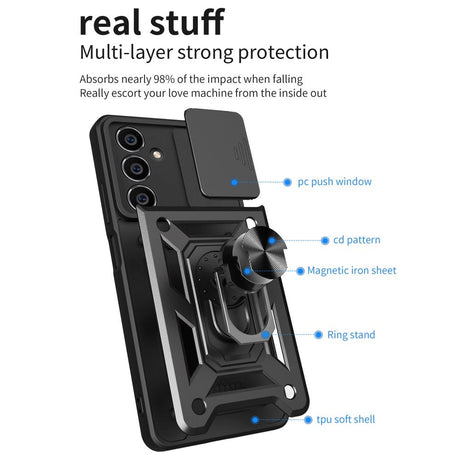 Samsung Galaxy S23 FE Tough Case w. Magnetic Kickstand & Cam Slider - Dark Blue