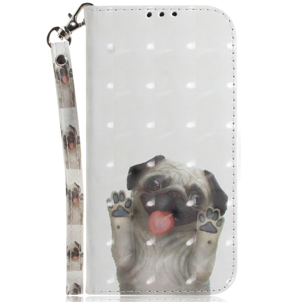 Samsung Galaxy A25 (5G) Artificial Leather Case w. Print & Strap - Pug