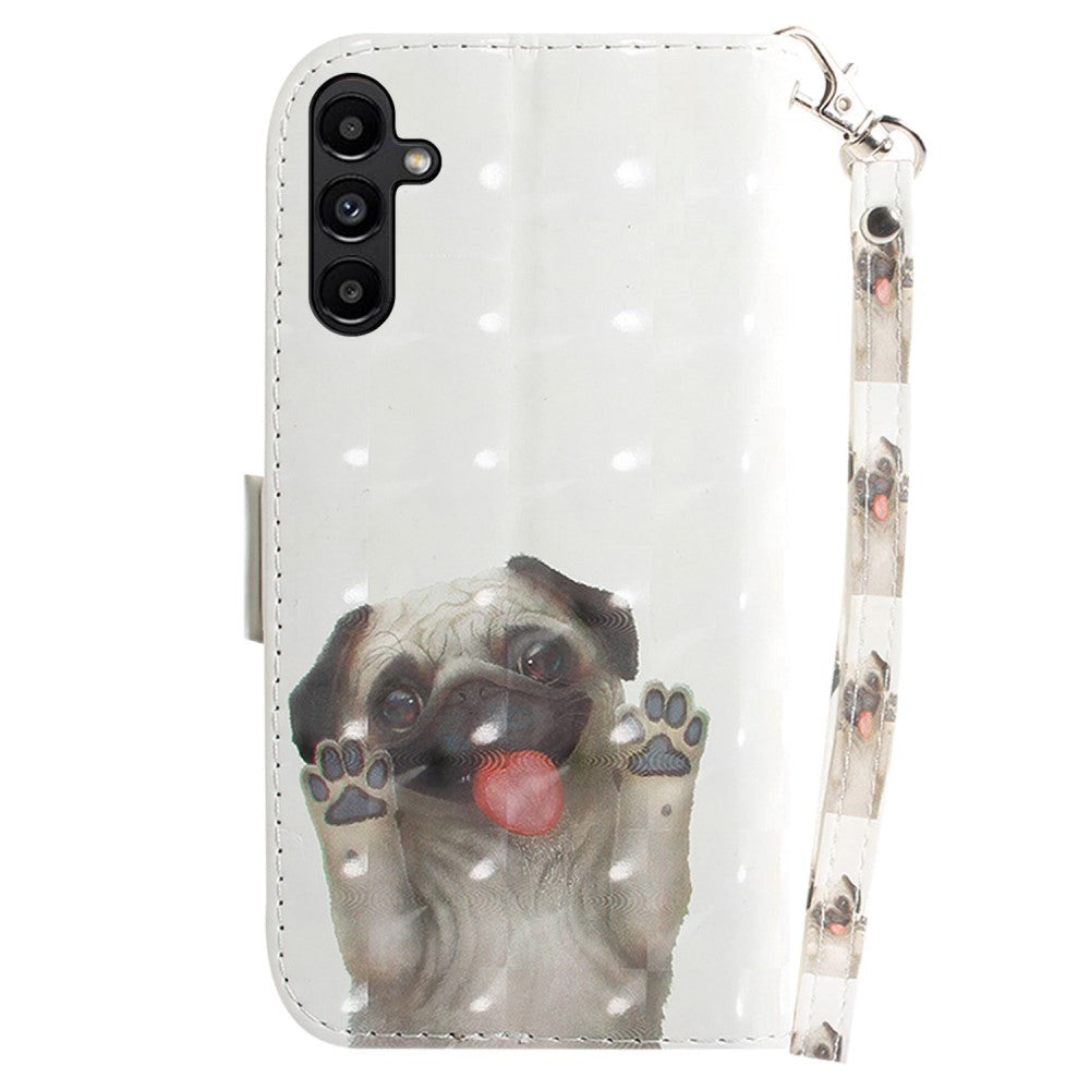 Samsung Galaxy A25 (5G) Artificial Leather Case w. Print & Strap - Pug