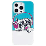 iPhone 15 Pro Luminescent Flexible Case of Plastic w. Print - Dog with Headphones