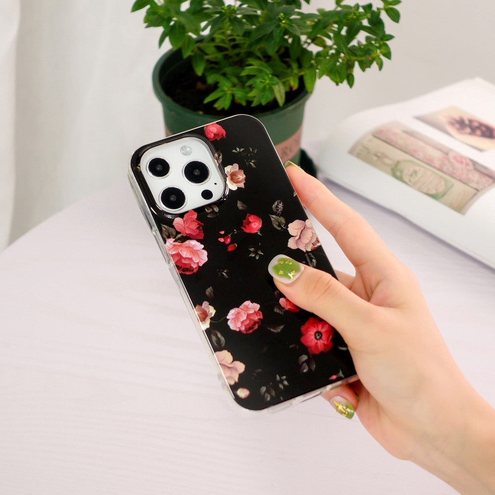 iPhone 15 Pro Luminescent Flexible Case of Plastic w. Print - Flowers