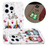 iPhone 15 Pro Luminescent Flexible Case of Plastic w. Print - Two Unicorns