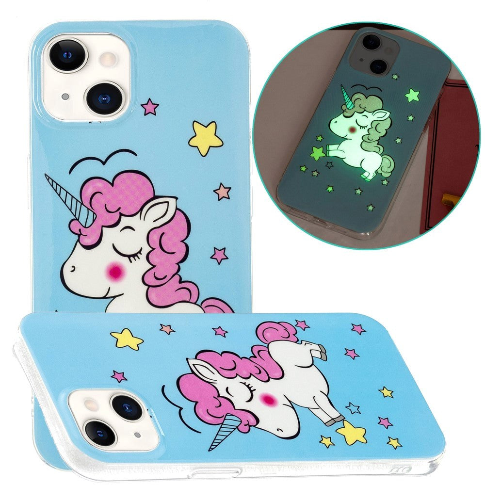 iPhone 15 Luminescent Flexible Case of Plastic w. Print - Unicorn