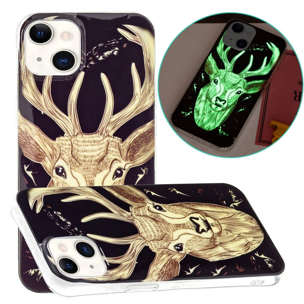 iPhone 15 Luminescent Flexible Case of Plastic w. Print - Deer Head