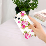 iPhone 15 Luminescent Flexible Case of Plastic w. Print - Roses