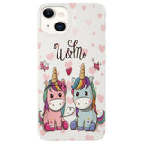 iPhone 15 Luminescent Flexible Case of Plastic w. Print - Two Unicorns