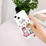 iPhone 15 Luminescent Flexible Case of Plastic w. Print - Two Unicorns