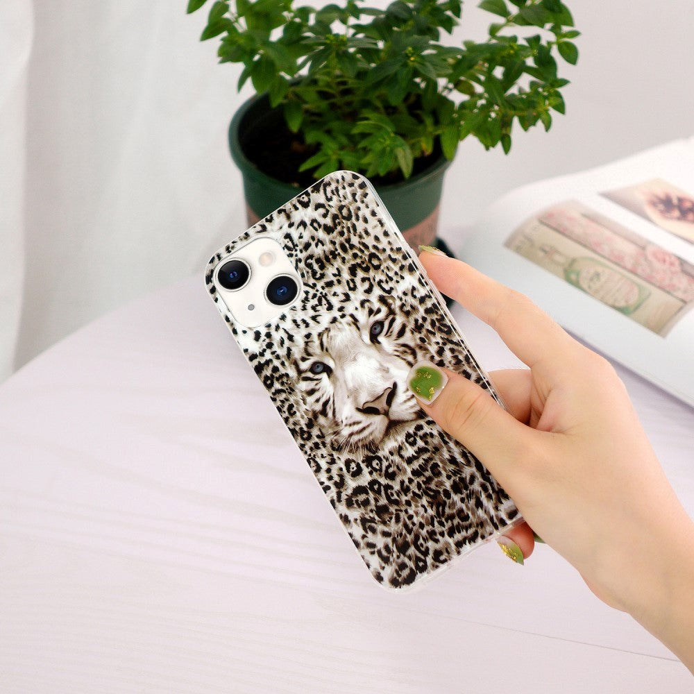 iPhone 15 Luminescent Flexible Case of Plastic w. Print - Leopard