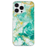 iPhone 15 Pro Flexible Plastic Case - Green and Gold Marble