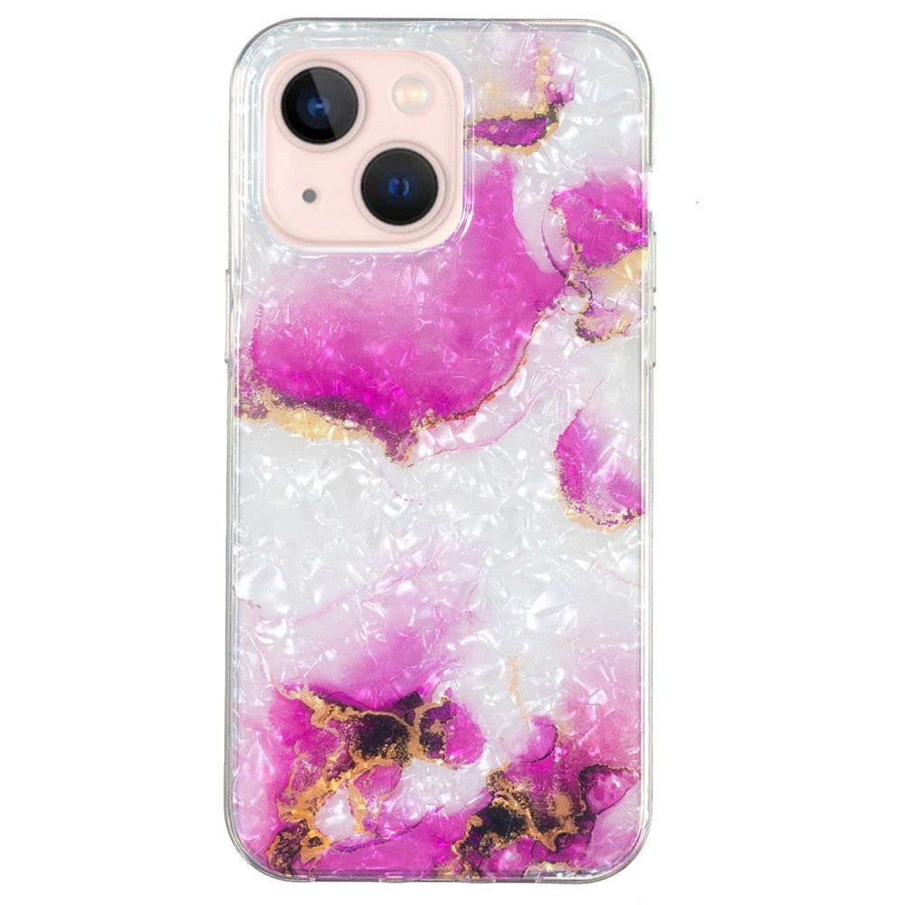 iPhone 15 Flexible Plastic Case - White and Pink Marble