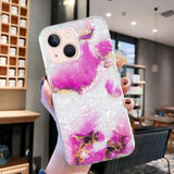 iPhone 15 Flexible Plastic Case - White and Pink Marble