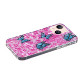 iPhone 15 Flexible Plastic Case - Pink with Flowers and Butterflies