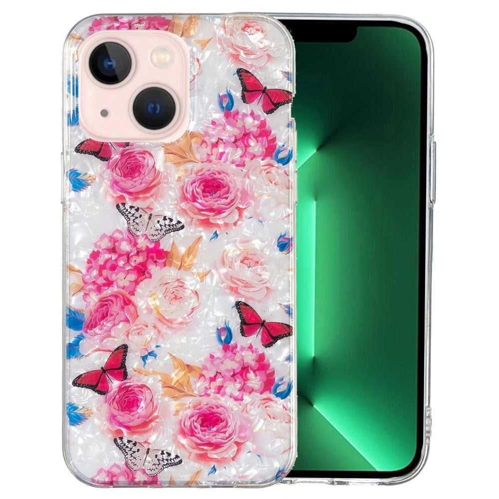 iPhone 15 Flexible Plastic Case - Colorful with Flowers